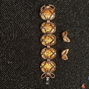 Beautiful Vintage Matisse Renoir Modernist Enamel Copper bracelet & earrings